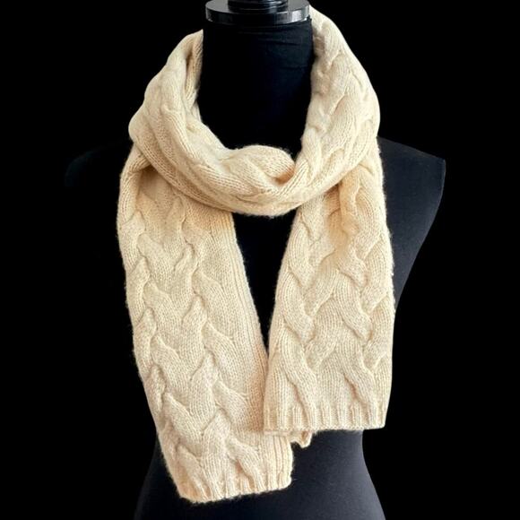 Nordstrom Accessories - 100% Cashmere Scarf Butter Yellow Cable Knit Nordstrom 8.5x62” SOFT